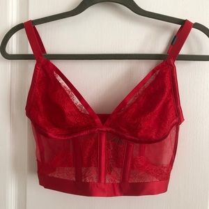 Victoria's Secret red lace bustier top size medium